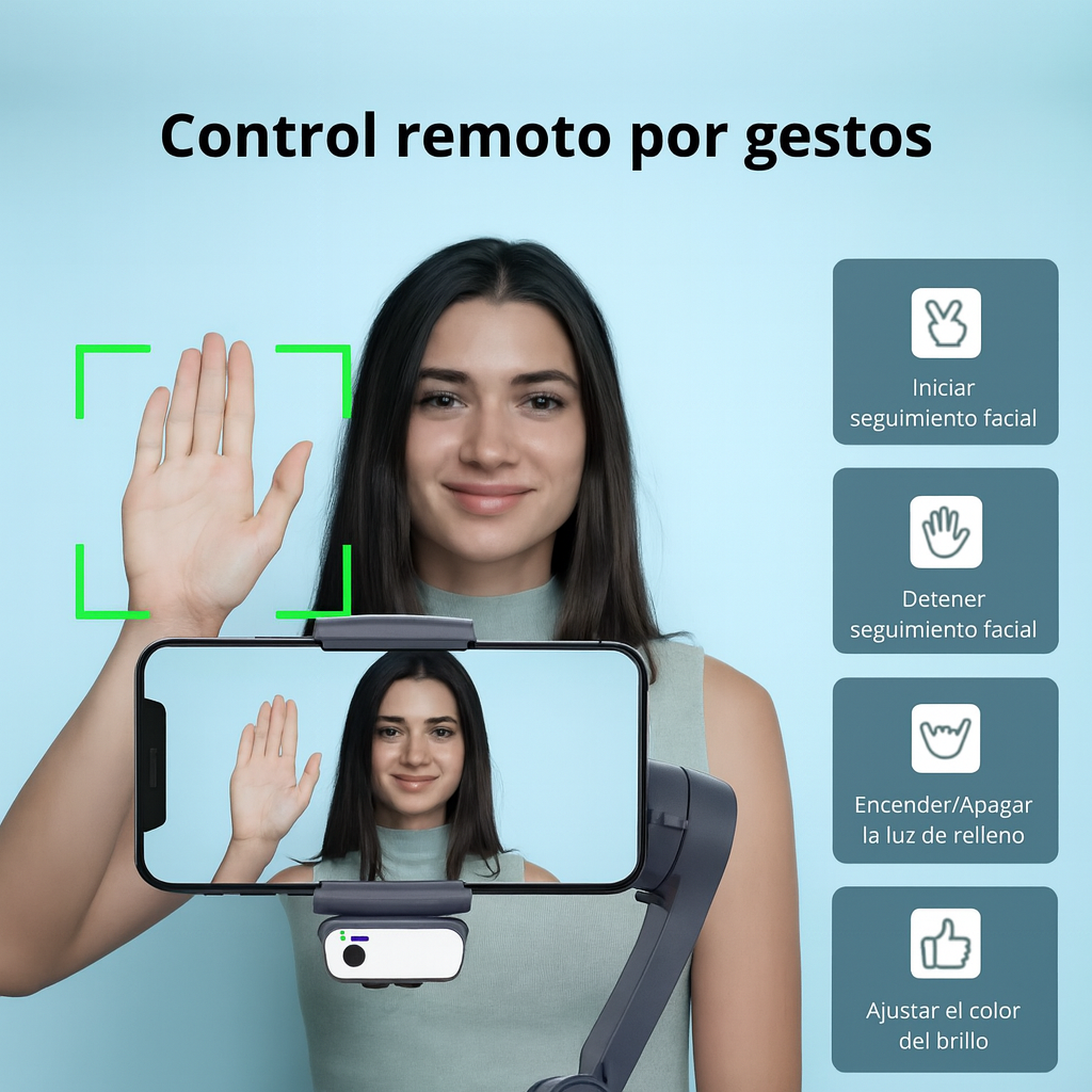 Gimbal con seguimiento facial IA y luz led