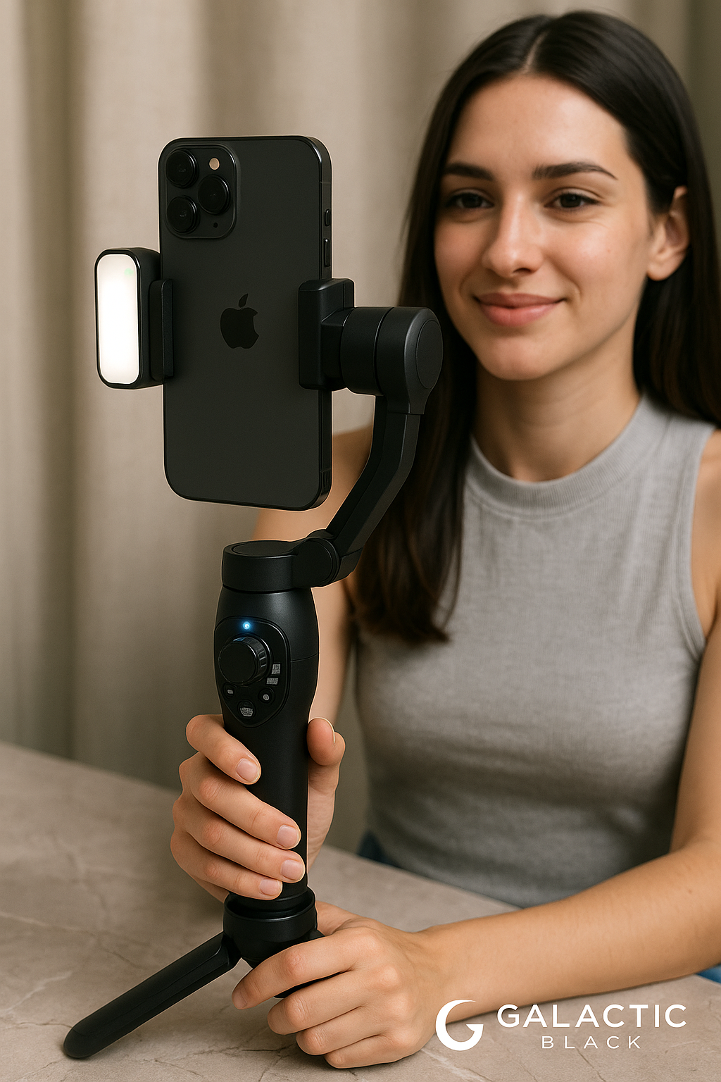 Gimbal con seguimiento facial IA y luz led