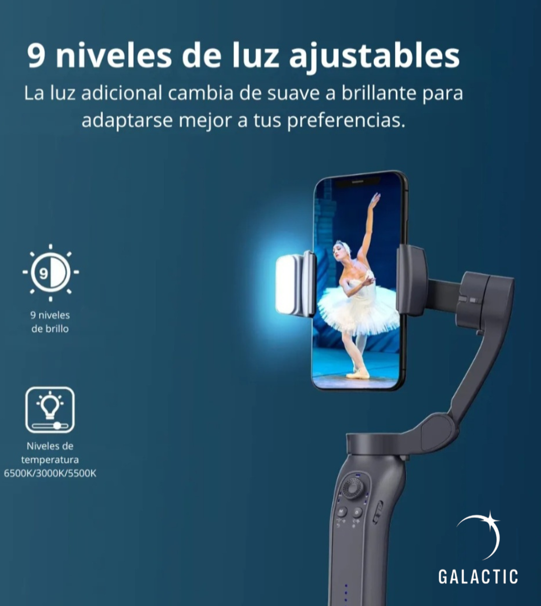 Gimbal con seguimiento facial IA y luz led